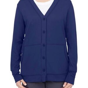Healing Hands Navy Women's Button Down Cardigan Scrub